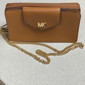 Michael Kors Brown  Crossbody Purse/Wallet with Gold Chain